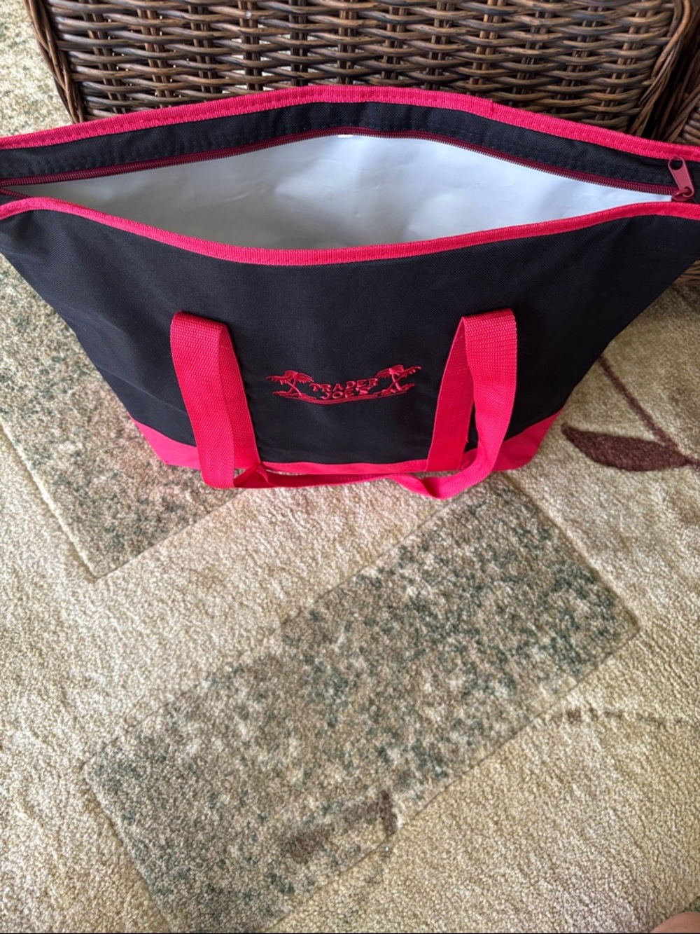 Trader Joe's Black and Red Canvas Tote Bag - Picture 5 of 6